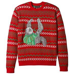 33Degrees Red Christmas Sweater Squirrel Design XL 100% Cotton